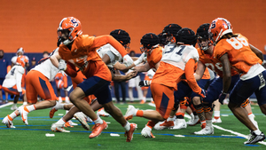 Syracuse ramped up its physicality in its fourth practice of the 2024 spring. 